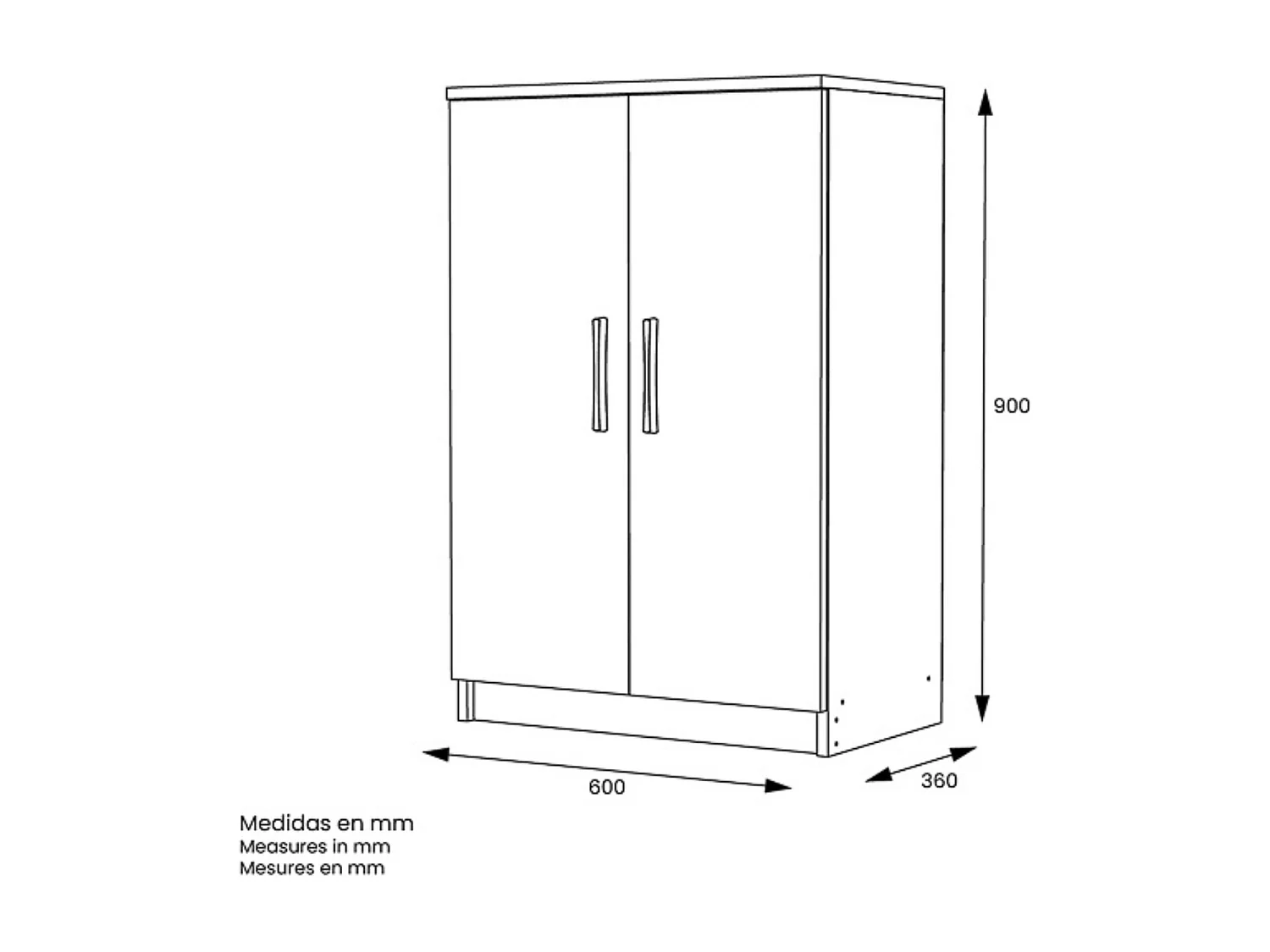 Mesita de noche, Armario Multiusos Bajo – Color Blanco – 60 x 90 x 36 cm