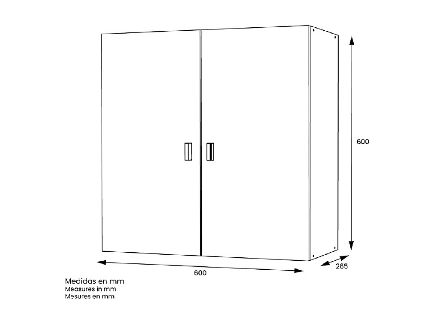Mueble Alto de Cocina para Colgar con 2 Puertas – Color Blanco – 60 x 60 x 26,5 cm (alto x ancho x fondo)