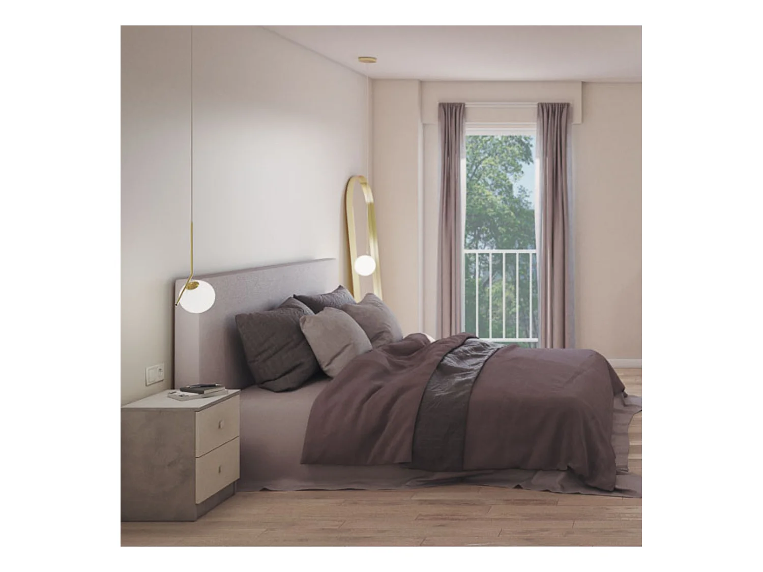 Mesita de Noche Moderna Mesilla de Noche con 2 Cajones Mesita Auxiliar para Dormitorio 49,6x40x35cm Color Cemento y Blanco