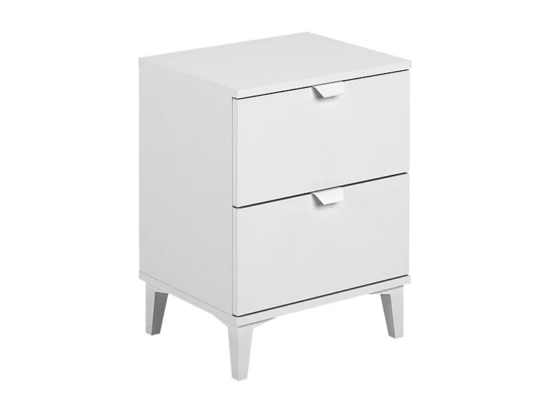 Mesita de Noche 2 cajones, Mesilla de Noche, Color Blanco, Medidas: 43 cm (Ancho) x 34 cm (Fondo) x 56 cm (Alto)