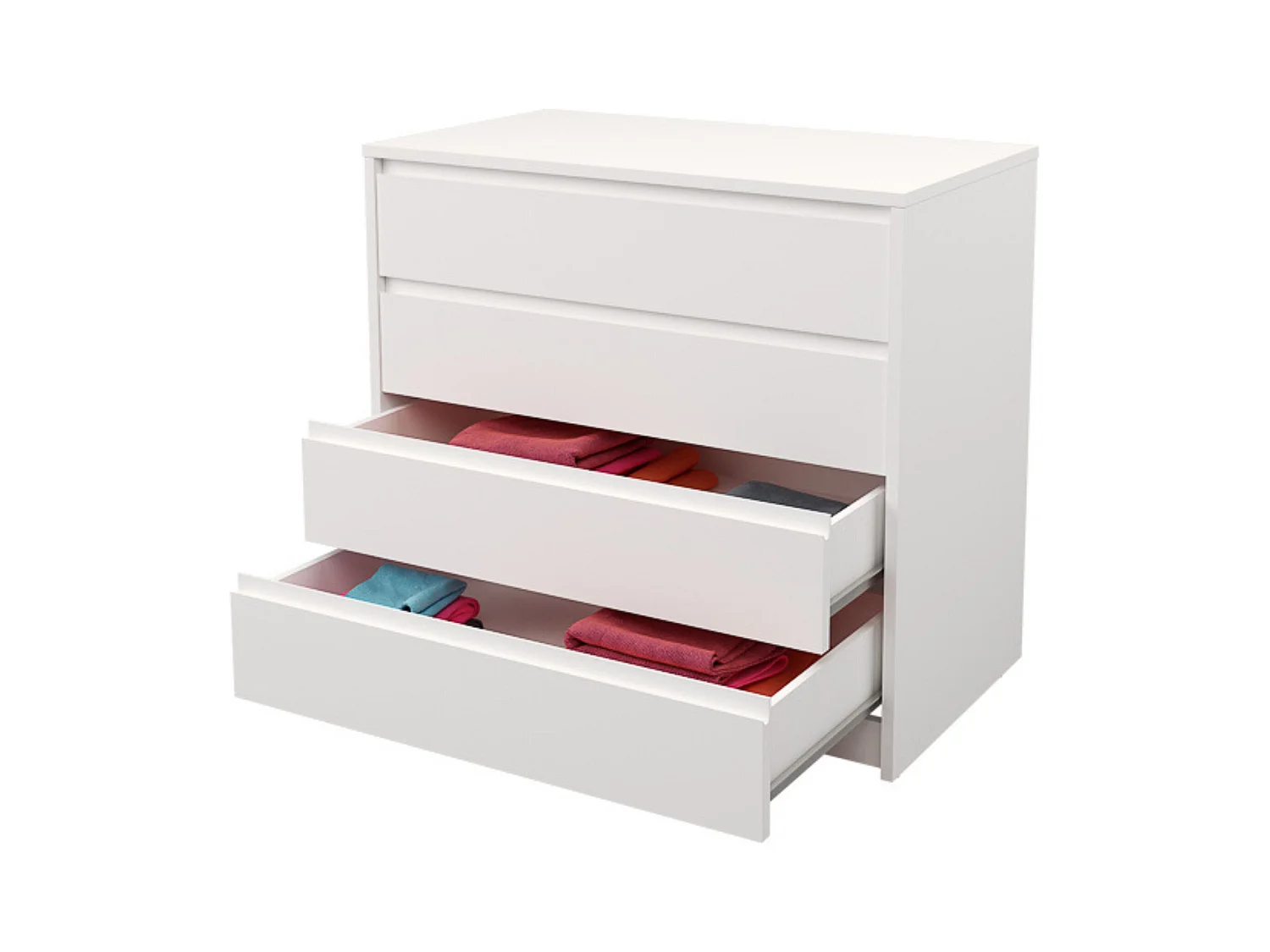 Cómoda Cajonera 4 cajones acabado en blanco. 74cm(alto) 80cm(ancho) 45cm(fondo)