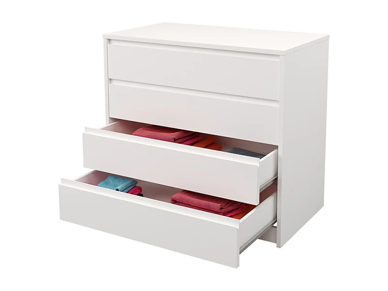 Cómoda Cajonera 4 cajones acabado en blanco. 74cm(alto) 80cm(ancho) 45cm(fondo)