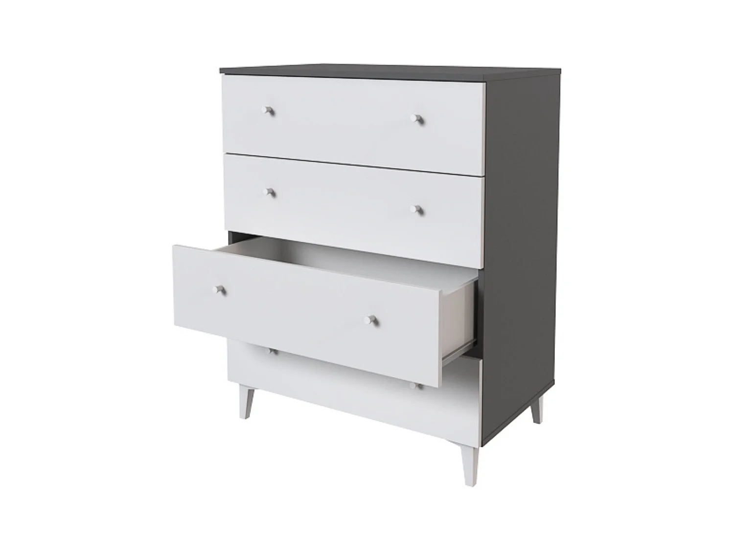 Cómoda con 4 Cajones, para Dormitorio, Acabado en Color Blanco, Medidas: 80 cm (Ancho) x 100 cm (Alto) x 48 cm (Fondo)