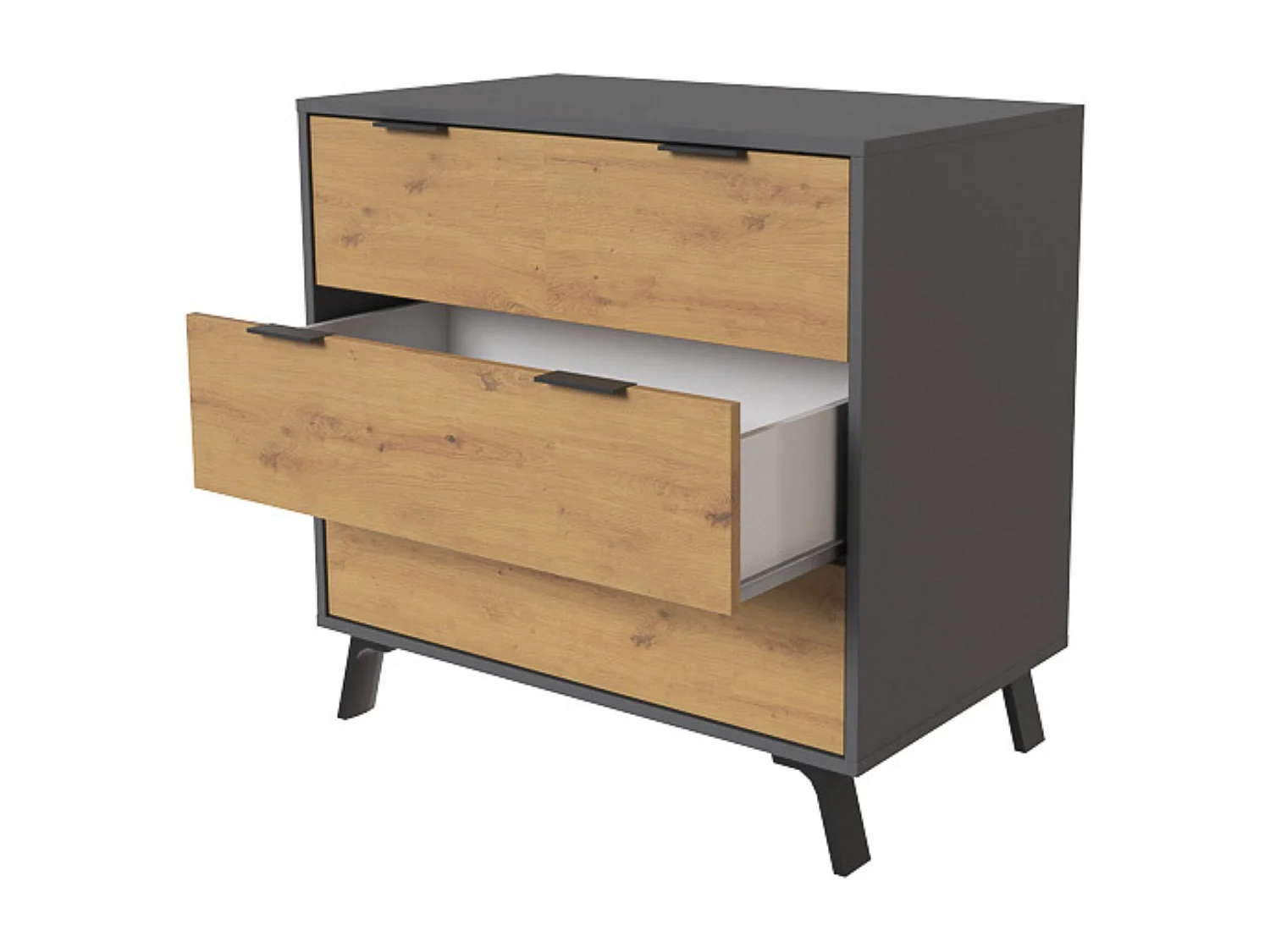 Cómoda con 3 Cajones, para Dormitorio, Acabado en Color Gris/roble, Medidas: 80 cm (Ancho) x 78,2 cm (Alto) x 48 cm (Fondo)