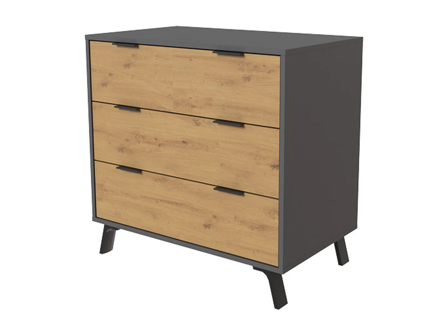 Cómoda con 3 Cajones, para Dormitorio, Acabado en Color Gris/roble, Medidas: 80 cm (Ancho) x 78,2 cm (Alto) x 48 cm (Fondo)