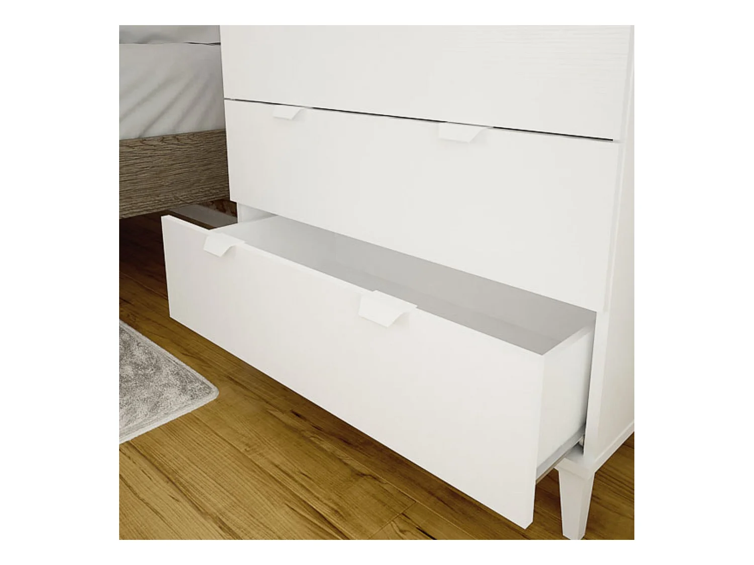 Cómoda con 4 Cajones, para Dormitorio, Acabado en Color Blanco, Medidas: 80 cm (Ancho) x 98 cm (Alto) x 48 cm (Fondo)