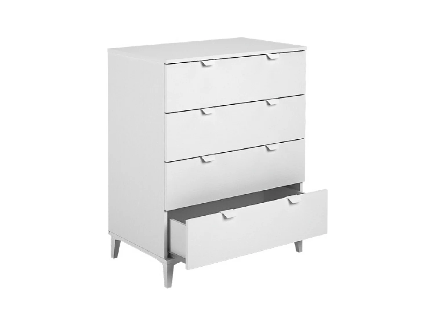 Cómoda con 4 Cajones, para Dormitorio, Acabado en Color Blanco, Medidas: 80 cm (Ancho) x 98 cm (Alto) x 48 cm (Fondo)