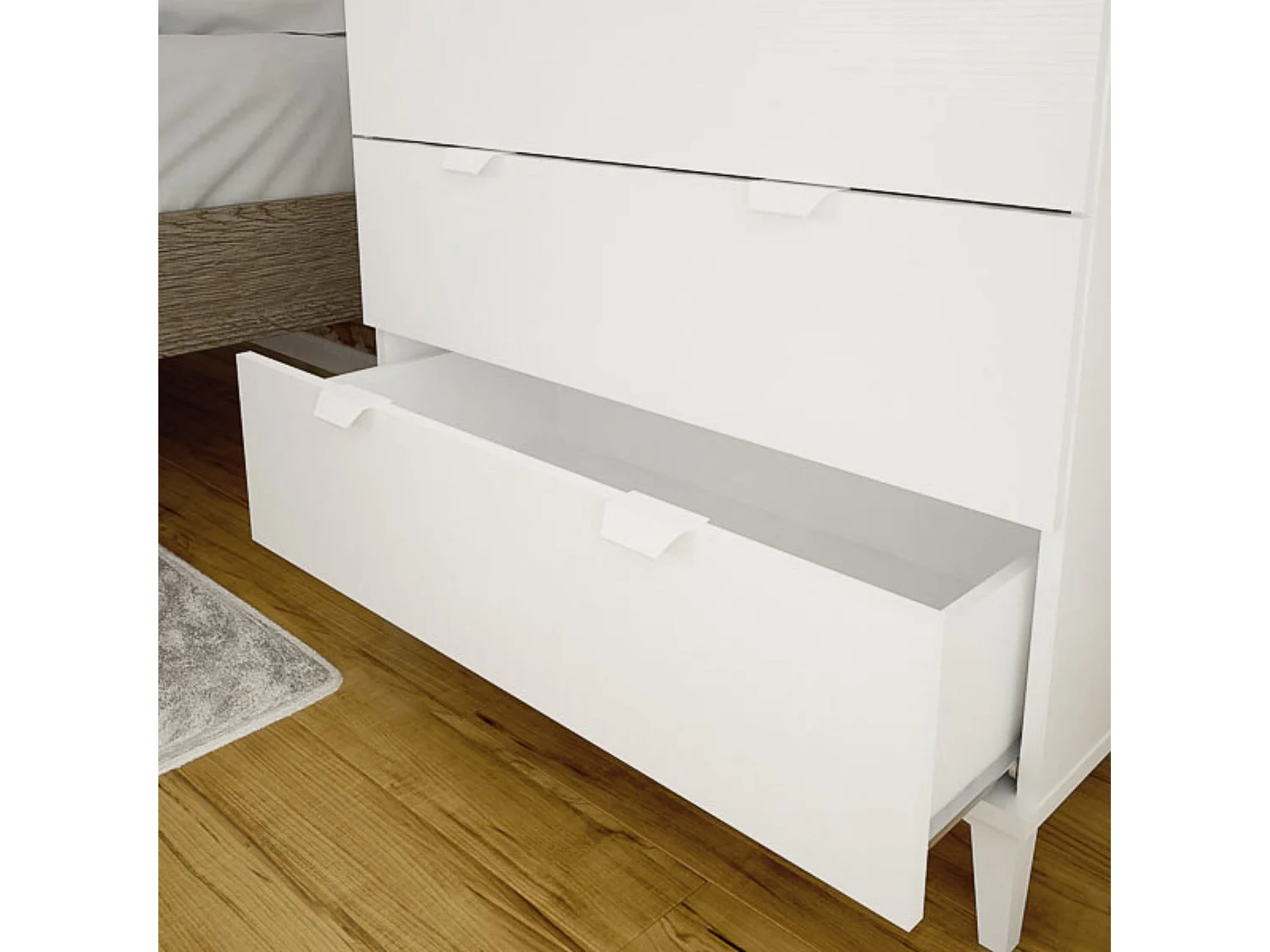 Cómoda con 4 Cajones, para Dormitorio, Acabado en Color Blanco, Medidas: 80 cm (Ancho) x 98 cm (Alto) x 48 cm (Fondo)