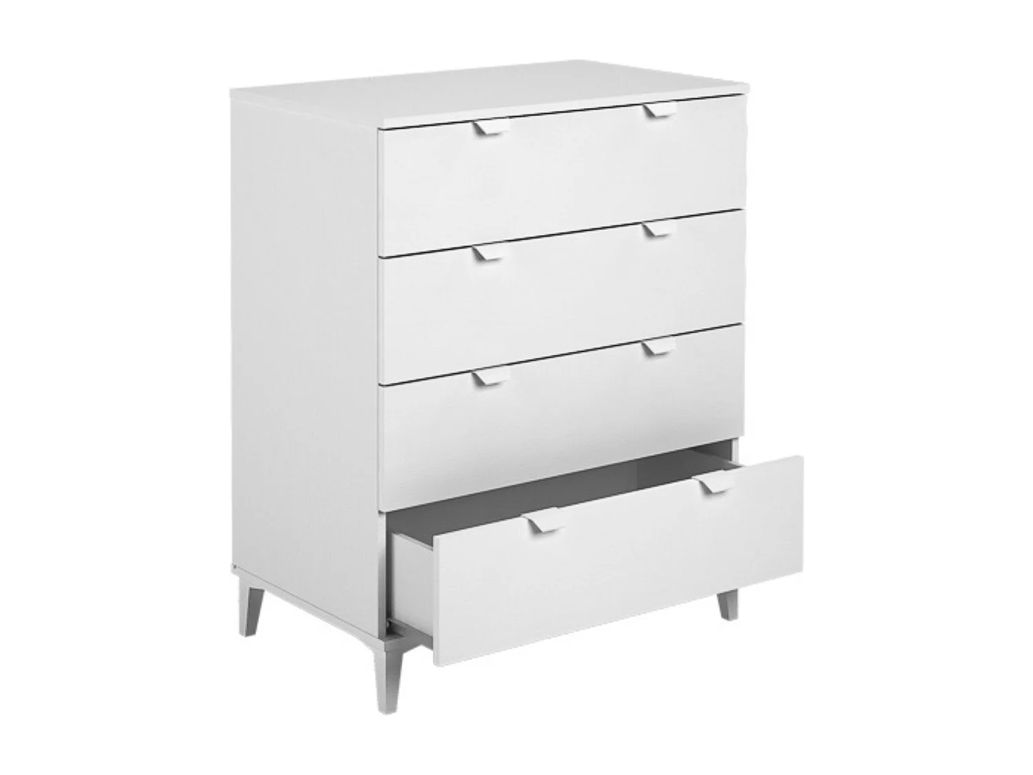 Cómoda con 4 Cajones, para Dormitorio, Acabado en Color Blanco, Medidas: 80 cm (Ancho) x 98 cm (Alto) x 48 cm (Fondo)