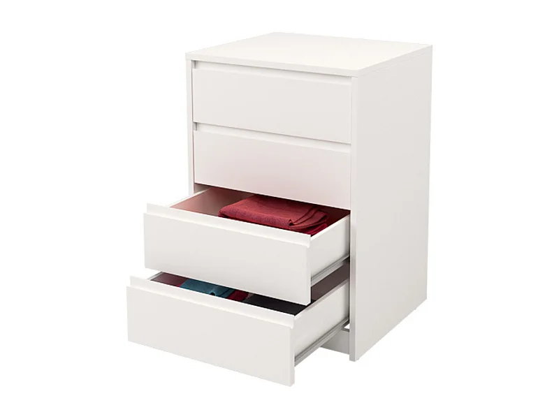 Cómoda Cajonera 4 cajones acabado en blanco. 74cm(alto) 50cm(ancho) 45cm(fondo)