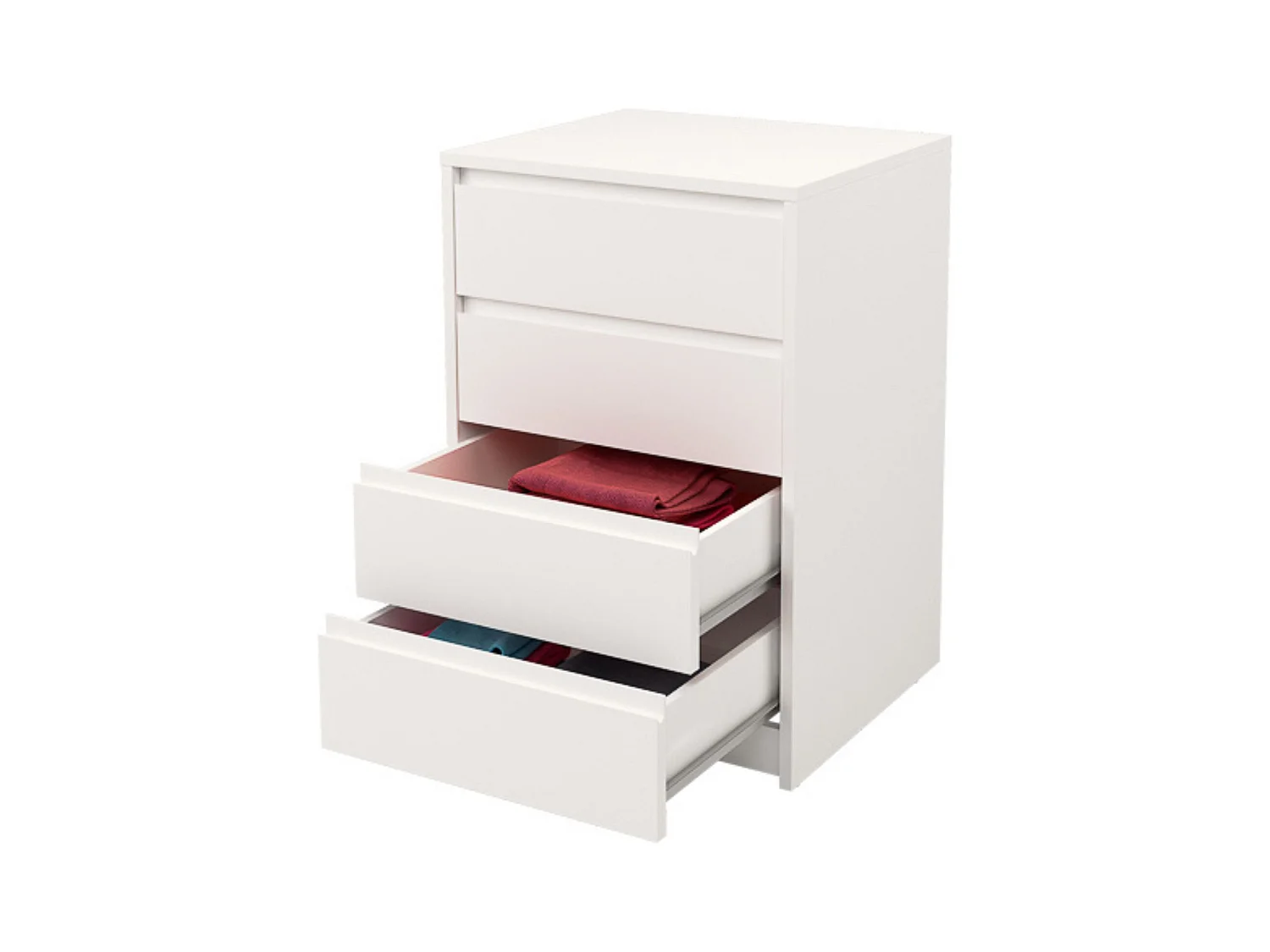 Cómoda Cajonera 4 cajones acabado en blanco. 74cm(alto) 50cm(ancho) 45cm(fondo)