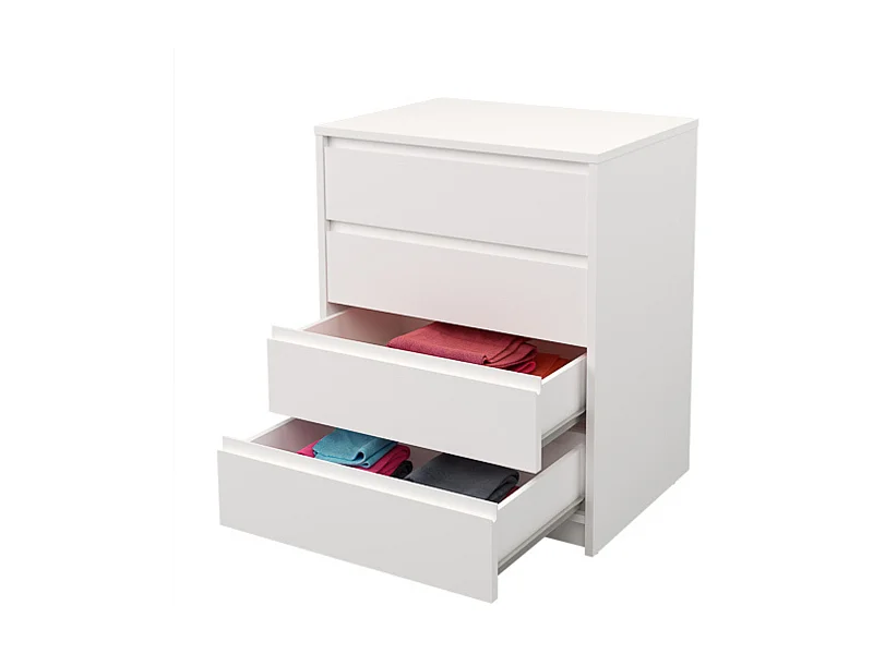 Cómoda Cajonera 4 cajones acabado en blanco. 74cm(alto) 60cm(ancho) 45cm(fondo)