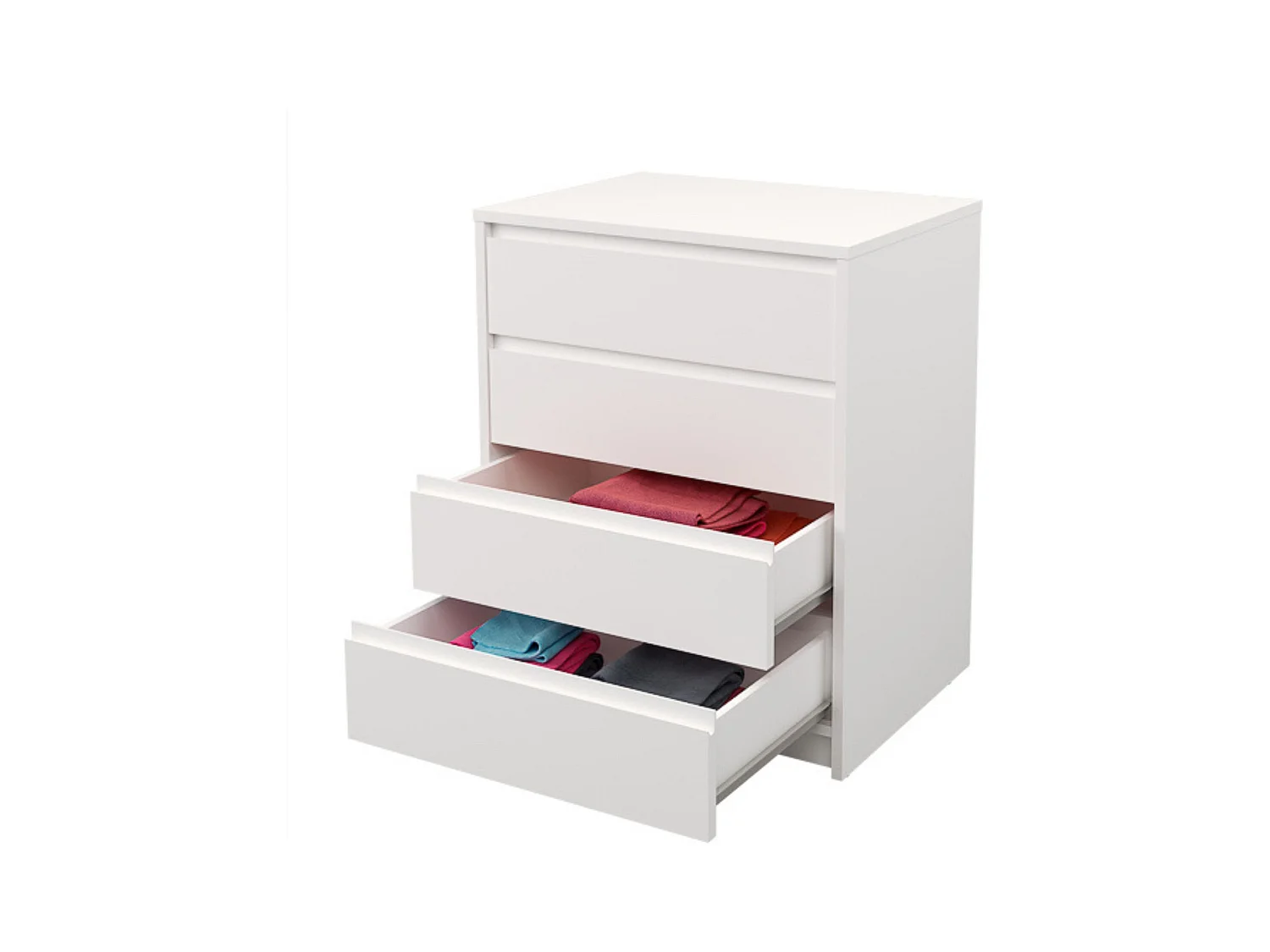Cómoda Cajonera 4 cajones acabado en blanco. 74cm(alto) 60cm(ancho) 45cm(fondo)