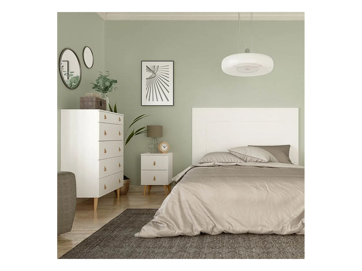 Cómoda con 5 Cajones, para Dormitorio, Acabado en Color Blanco, Medidas: 80 cm (Ancho) x 120 cm (Alto) x 48 cm (Fondo)