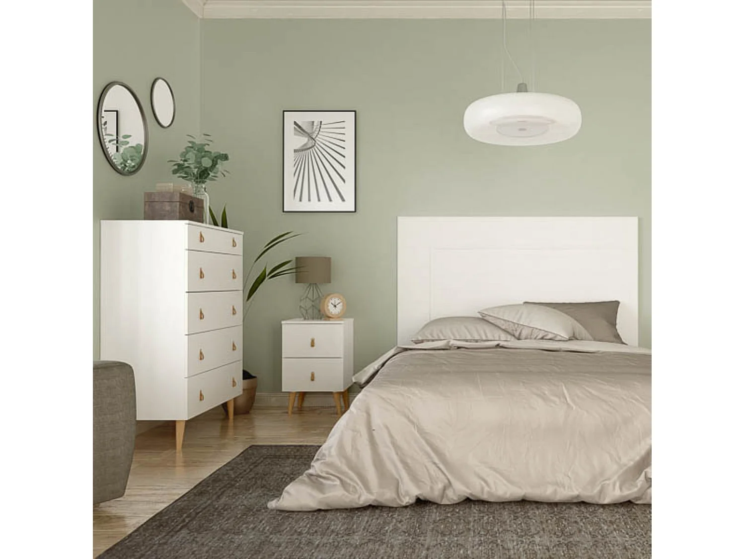 Cómoda con 5 Cajones, para Dormitorio, Acabado en Color Blanco, Medidas: 80 cm (Ancho) x 120 cm (Alto) x 48 cm (Fondo)