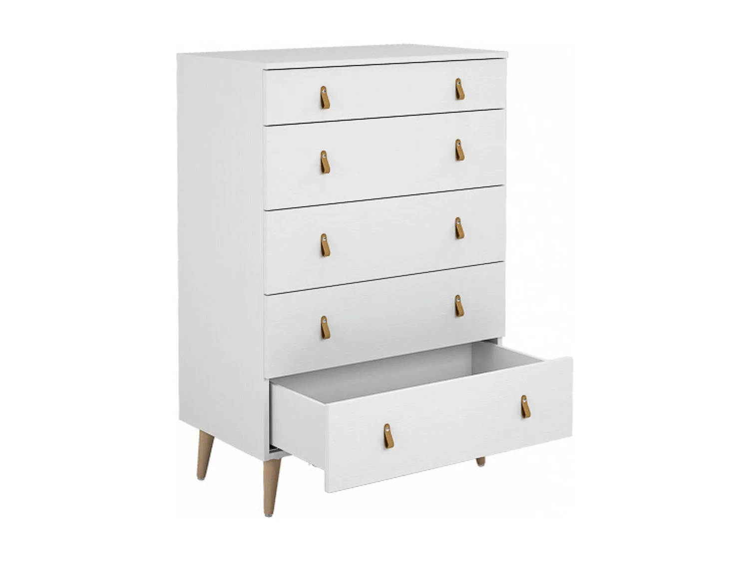 Cómoda con 5 Cajones, para Dormitorio, Acabado en Color Blanco, Medidas: 80 cm (Ancho) x 120 cm (Alto) x 48 cm (Fondo)