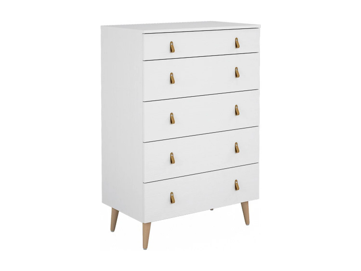 Cómoda con 5 Cajones, para Dormitorio, Acabado en Color Blanco, Medidas: 80 cm (Ancho) x 120 cm (Alto) x 48 cm (Fondo)