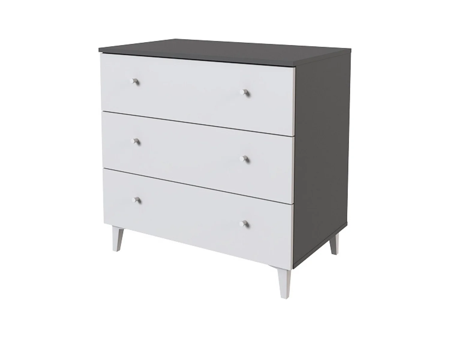 Cómoda con 3 Cajones, para Dormitorio, Acabado en Color Blanco, Medidas: 80 cm (Ancho) x 80 cm (Alto) x 48 cm (Fondo)