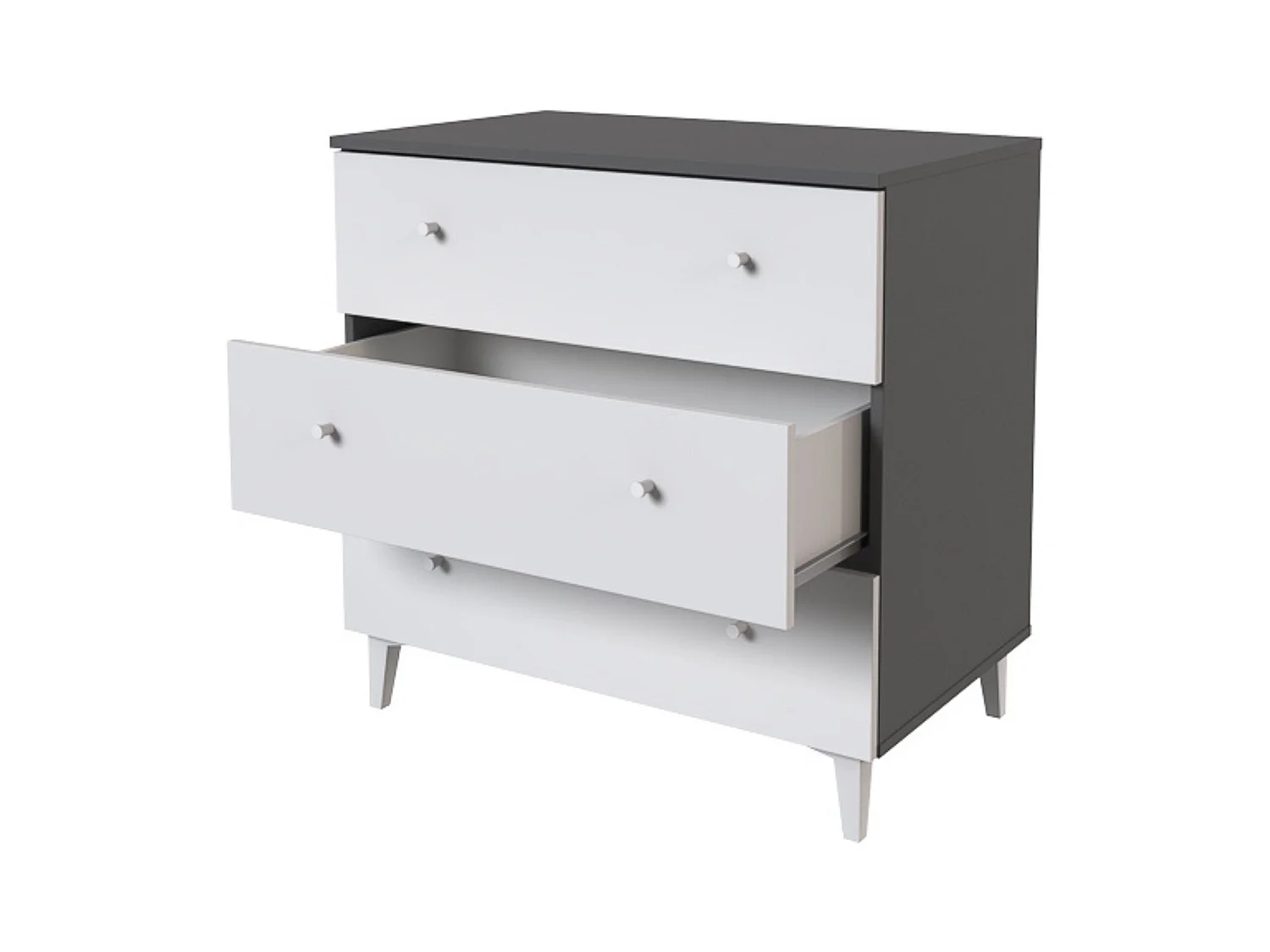 Cómoda con 3 Cajones, para Dormitorio, Acabado en Color Blanco, Medidas: 80 cm (Ancho) x 80 cm (Alto) x 48 cm (Fondo)