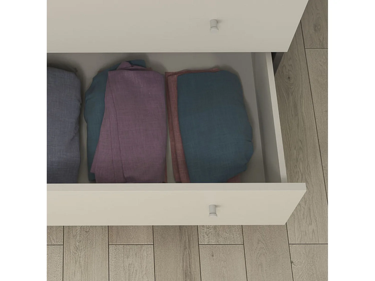 Cómoda con 3 Cajones, para Dormitorio, Acabado en Color Blanco, Medidas: 80 cm (Ancho) x 80 cm (Alto) x 48 cm (Fondo)