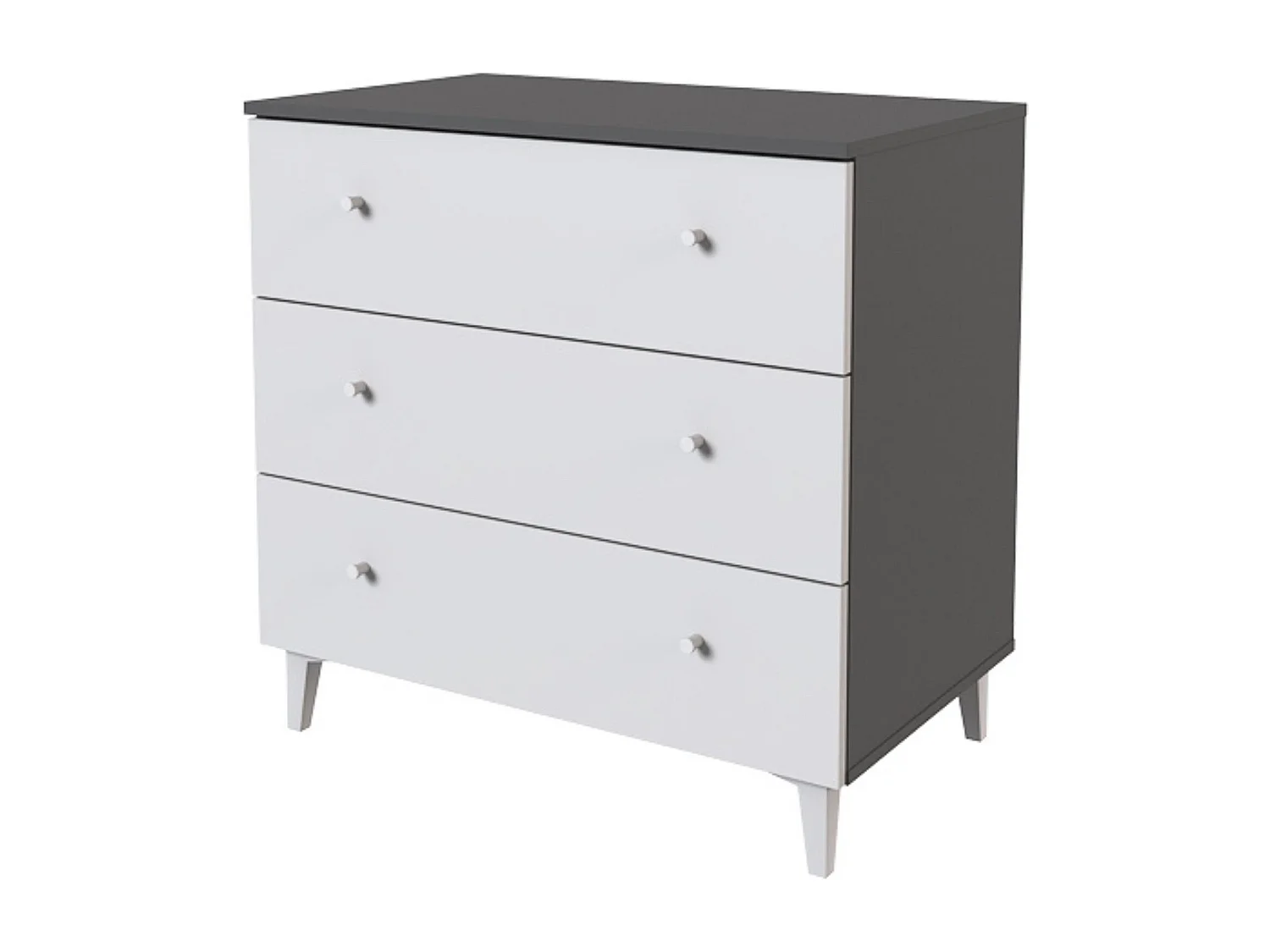 Cómoda con 3 Cajones, para Dormitorio, Acabado en Color Blanco, Medidas: 80 cm (Ancho) x 80 cm (Alto) x 48 cm (Fondo)