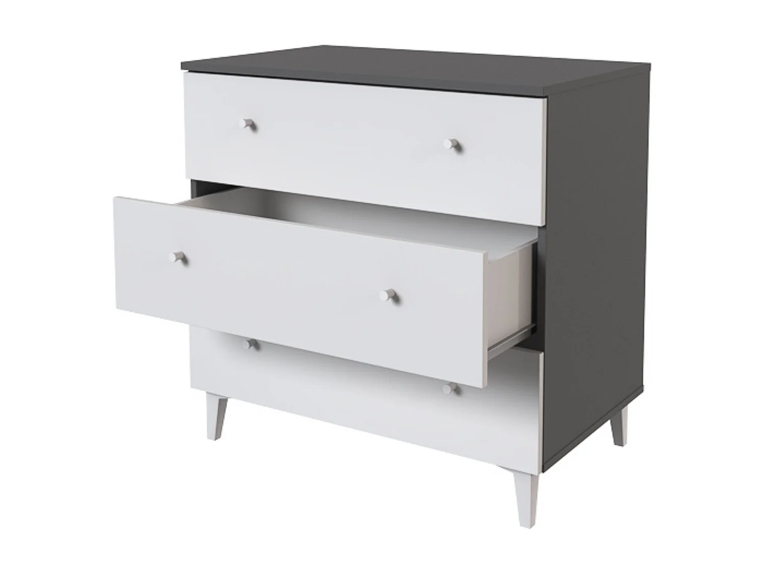 Cómoda con 3 Cajones, para Dormitorio, Acabado en Color Blanco, Medidas: 80 cm (Ancho) x 80 cm (Alto) x 48 cm (Fondo)