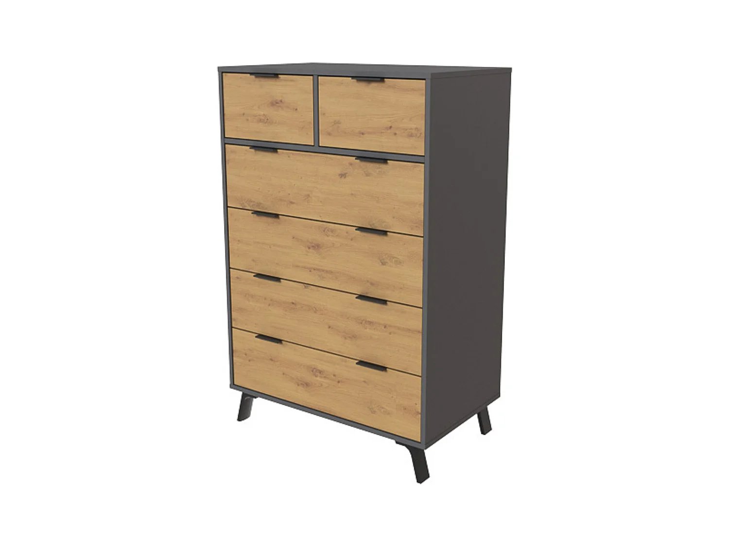 Cómoda con 6 Cajones, para Dormitorio, Acabado en Color Gris/roble, Medidas: 80 cm (Ancho) x 122 cm (Alto) x 48 cm (Fondo)