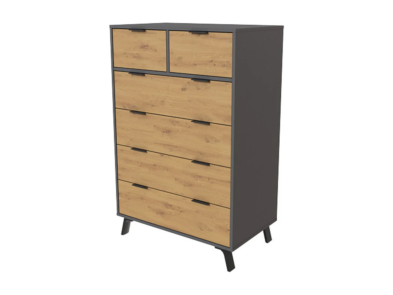 Cómoda con 6 Cajones, para Dormitorio, Acabado en Color Gris/roble, Medidas: 80 cm (Ancho) x 122 cm (Alto) x 48 cm (Fondo)