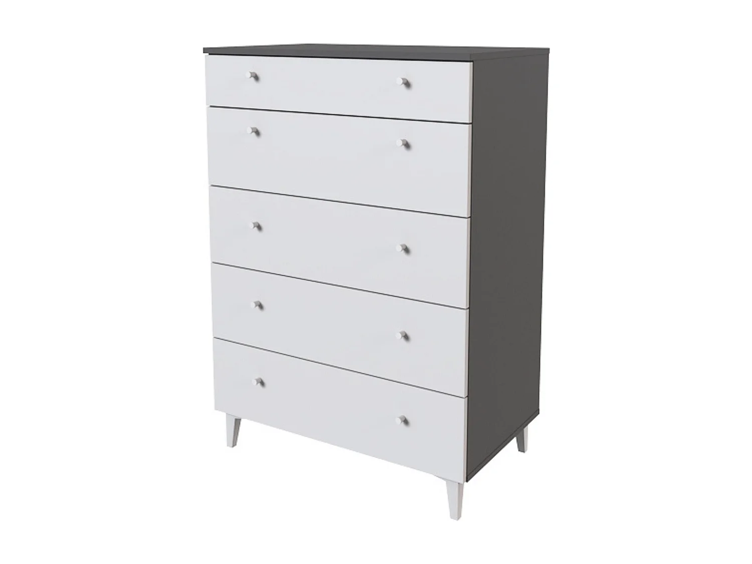 Cómoda con 5 Cajones, para Dormitorio, Acabado en Color Blanco, Medidas: 80 cm (Ancho) x 114,6 cm (Alto) x 48 cm (Fondo)