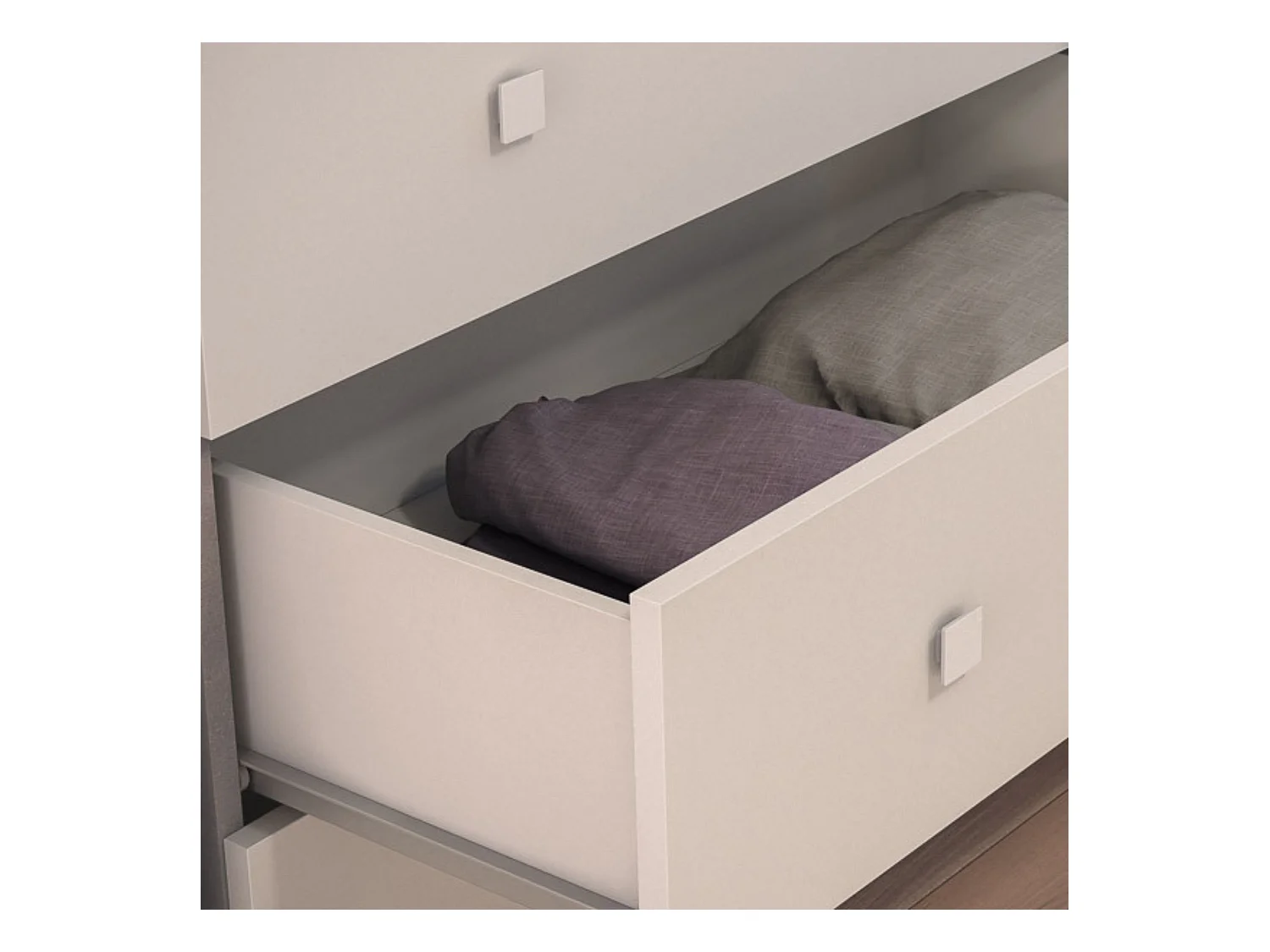 Cómoda con 3 Cajones, para Dormitorio, Acabado en Color Cemento Blanco, Medidas: 80 cm (Ancho) x 70 cm (Alto) x 48 cm (Fondo)