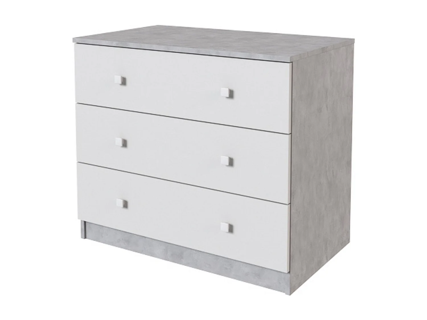 Cómoda con 3 Cajones, para Dormitorio, Acabado en Color Cemento Blanco, Medidas: 80 cm (Ancho) x 70 cm (Alto) x 48 cm (Fondo)