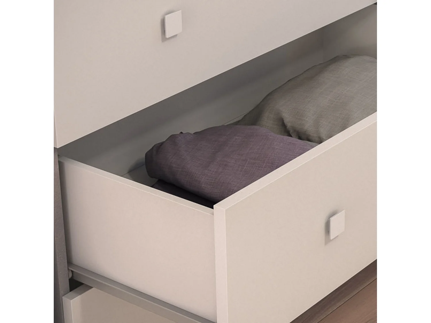 Cómoda con 3 Cajones, para Dormitorio, Acabado en Color Cemento Blanco, Medidas: 80 cm (Ancho) x 70 cm (Alto) x 48 cm (Fondo)