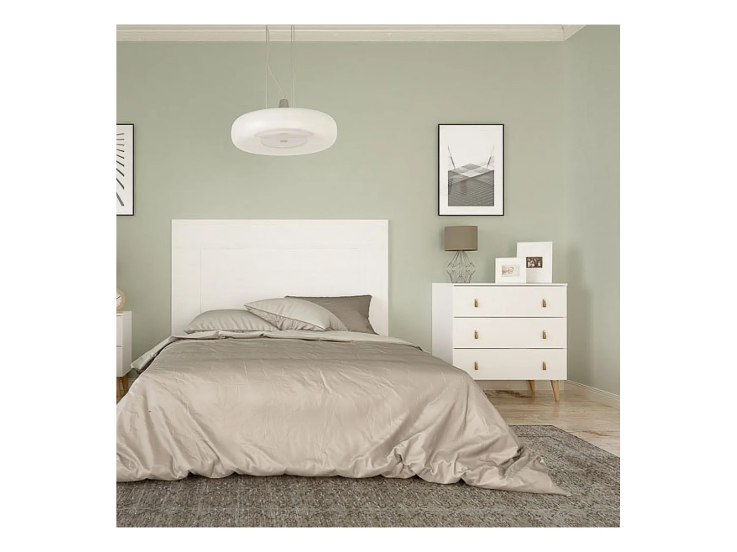 Cómoda con 3 Cajones, para Dormitorio, Acabado en Color Blanco, Medidas: 80 cm (Ancho) x 83,5 cm (Alto) x 48 cm (Fondo)