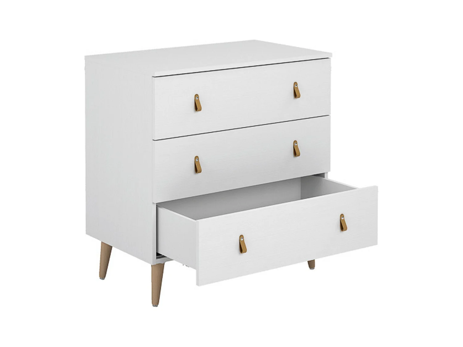 Cómoda con 3 Cajones, para Dormitorio, Acabado en Color Blanco, Medidas: 80 cm (Ancho) x 83,5 cm (Alto) x 48 cm (Fondo)