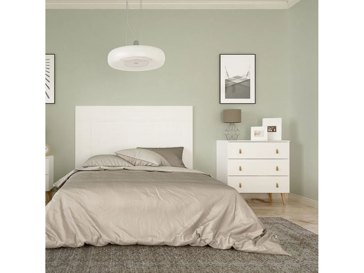 Cómoda con 3 Cajones, para Dormitorio, Acabado en Color Blanco, Medidas: 80 cm (Ancho) x 83,5 cm (Alto) x 48 cm (Fondo)