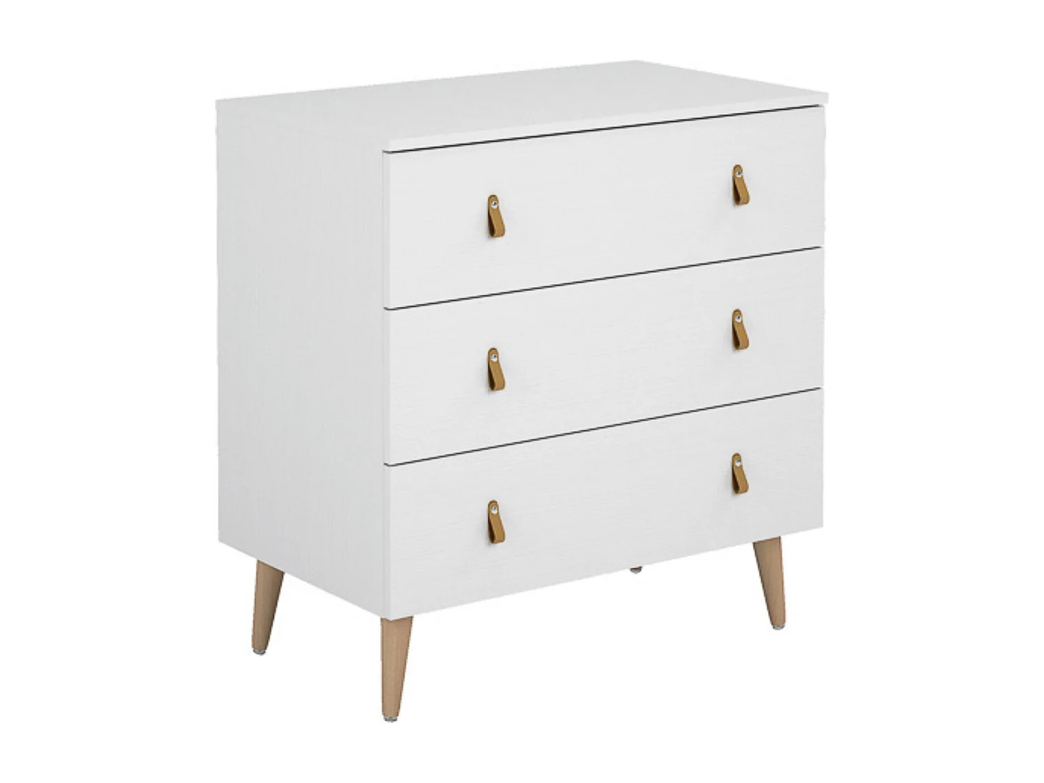 Cómoda con 3 Cajones, para Dormitorio, Acabado en Color Blanco, Medidas: 80 cm (Ancho) x 83,5 cm (Alto) x 48 cm (Fondo)