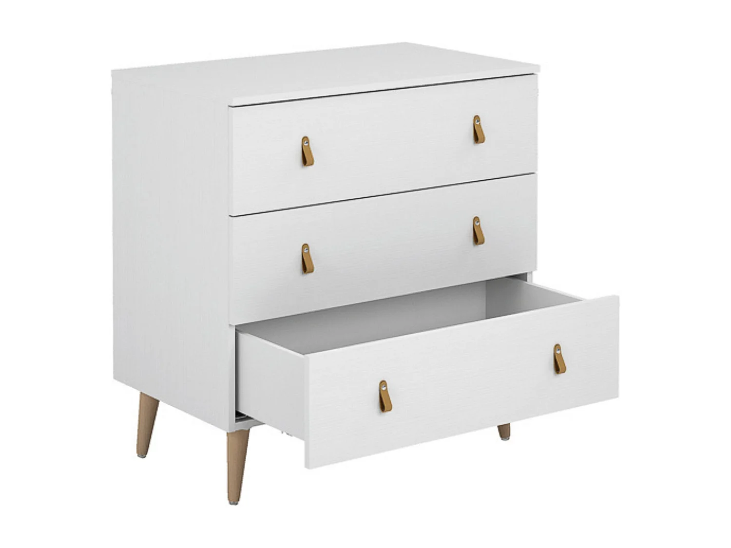 Cómoda con 3 Cajones, para Dormitorio, Acabado en Color Blanco, Medidas: 80 cm (Ancho) x 83,5 cm (Alto) x 48 cm (Fondo)