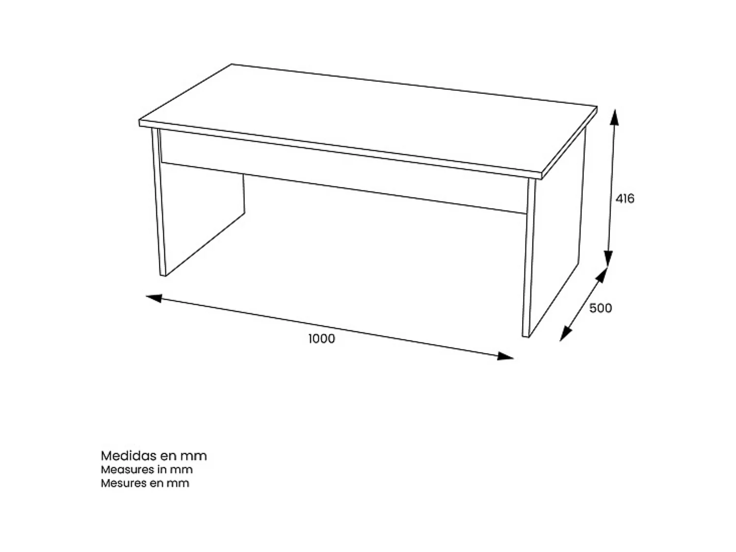 Mesa de Centro Fija, Mesa Auxiliar, Acabado en Blanco, Medidas: 100 cm (Largo) x 50 cm (Ancho) x 41,6 cm (Alto)