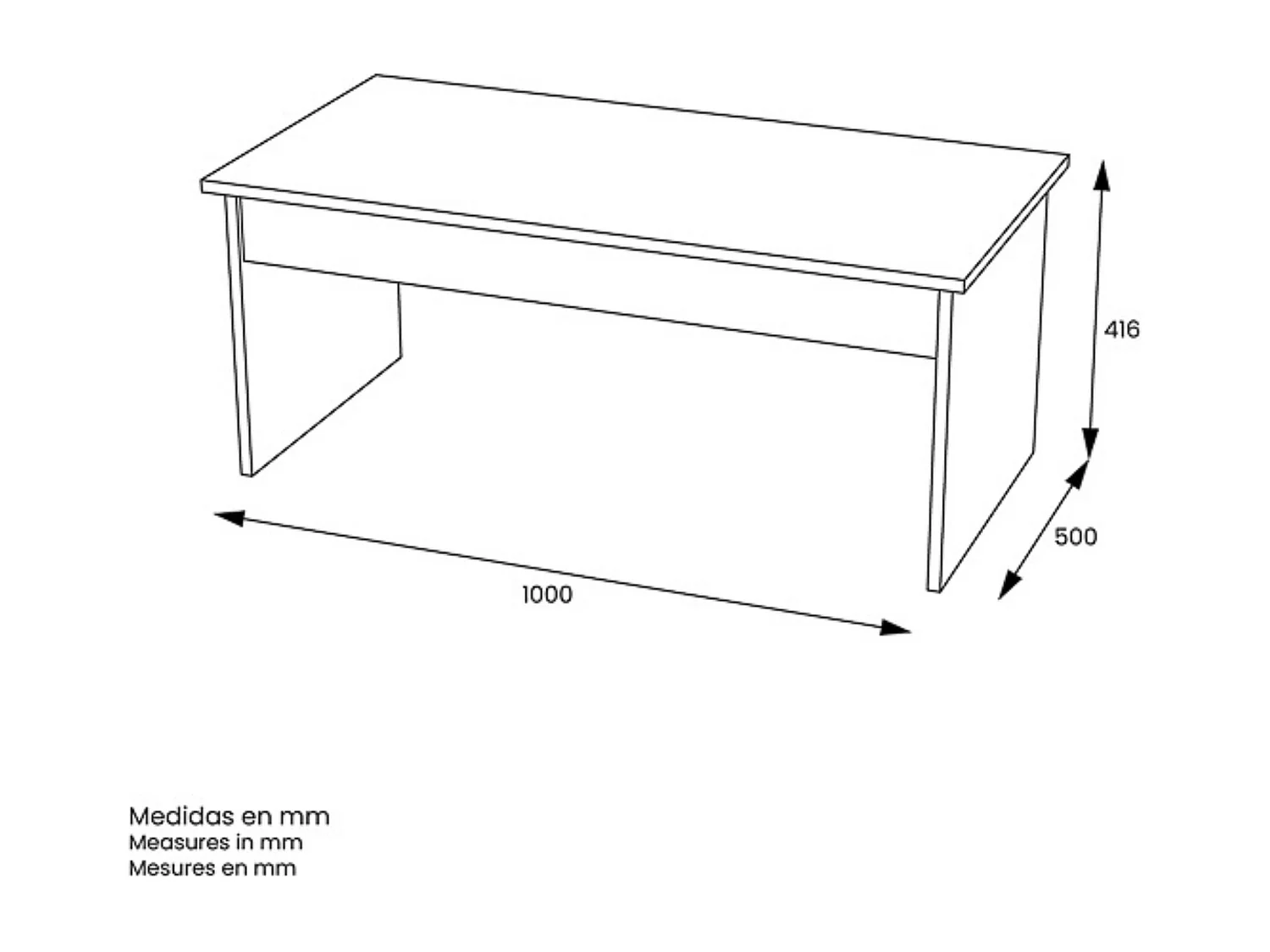 Mesa de Centro Fija, Mesa Auxiliar, Acabado en Blanco, Medidas: 100 cm (Largo) x 50 cm (Ancho) x 41,6 cm (Alto)