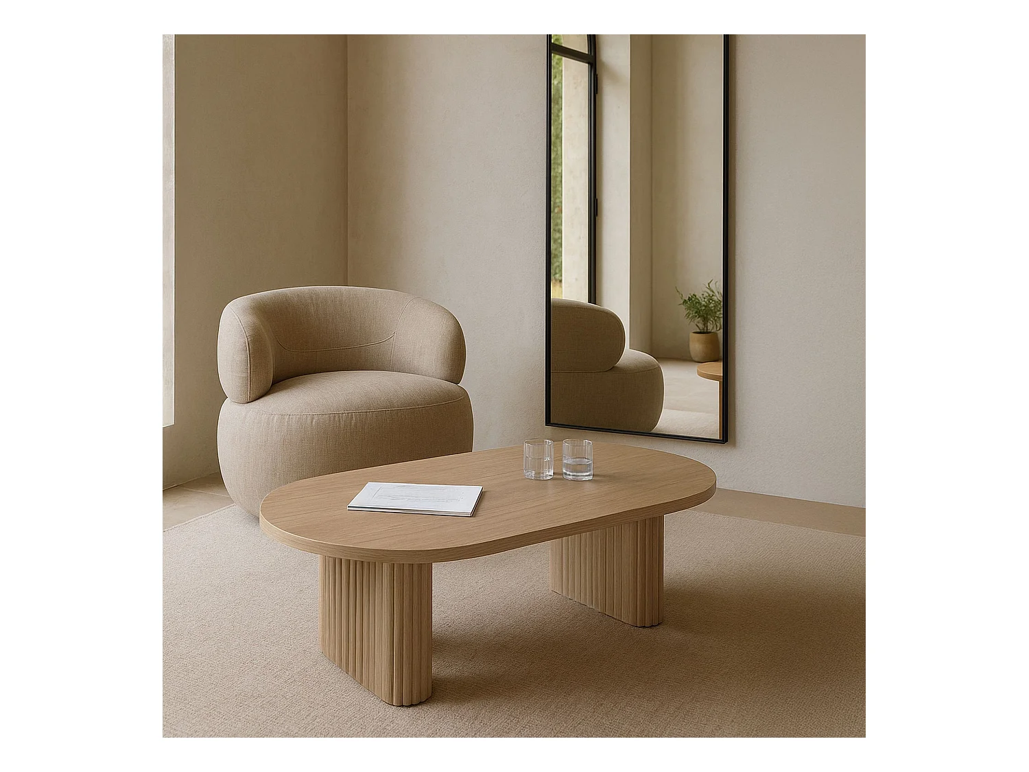 Now's Home - Table Basse En Bois De Chene 110cm