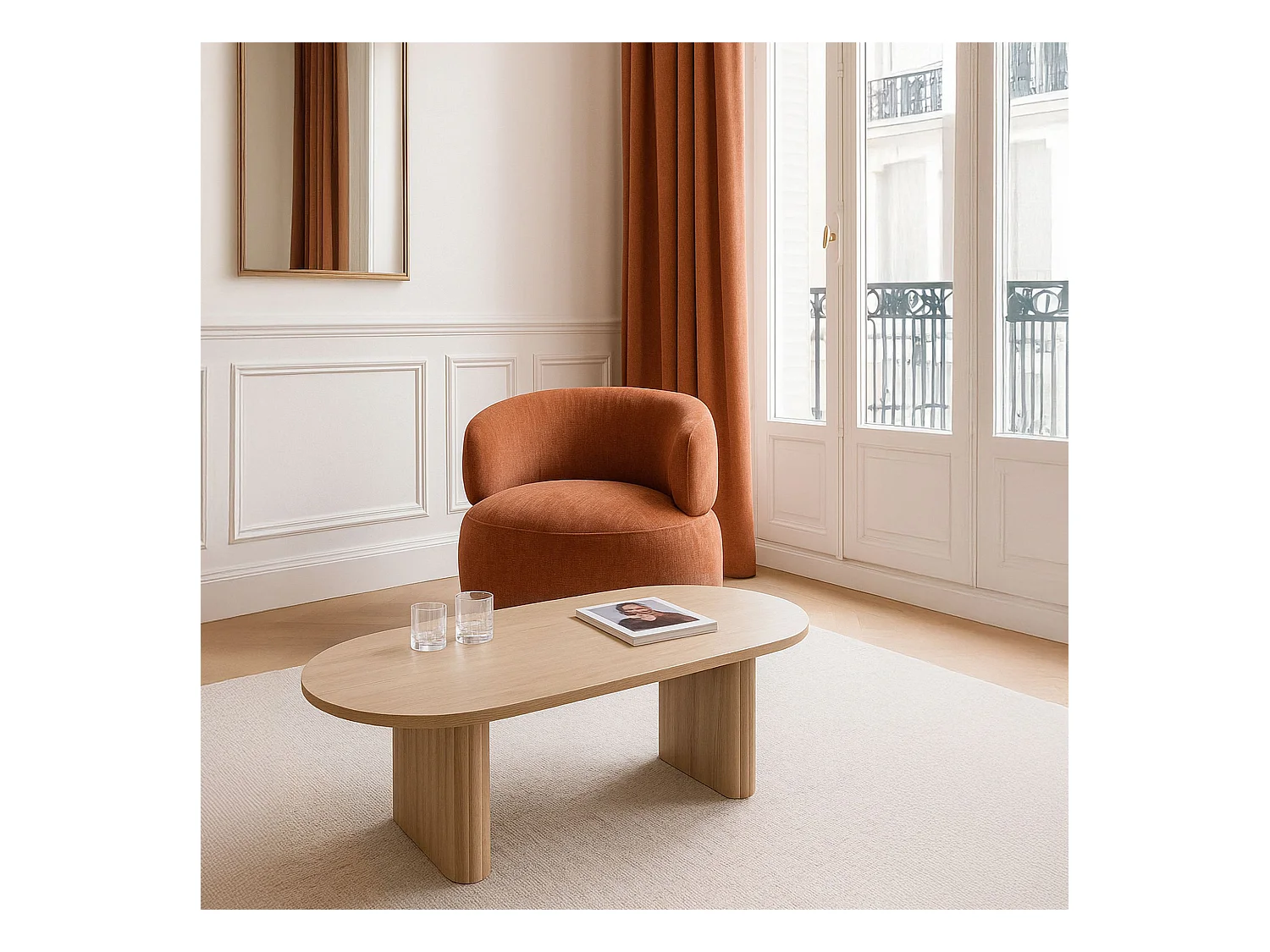 Now's Home - Table Basse En Bois De Chene 110cm