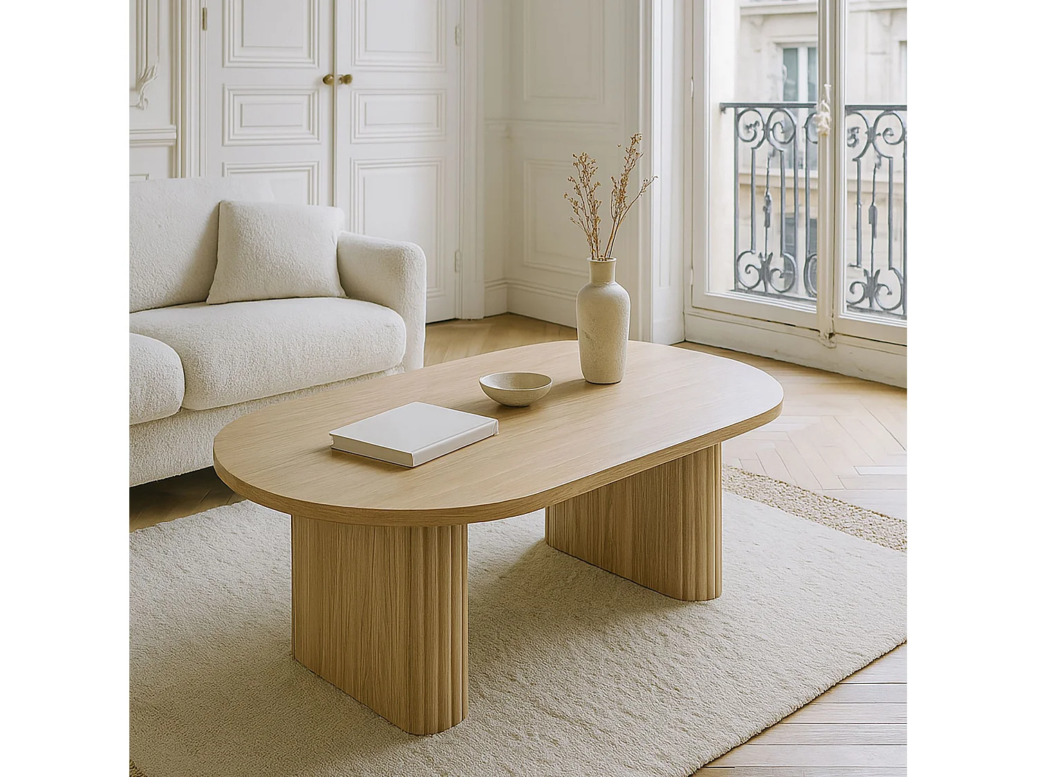 Now's Home - Table Basse En Bois De Chene 110cm