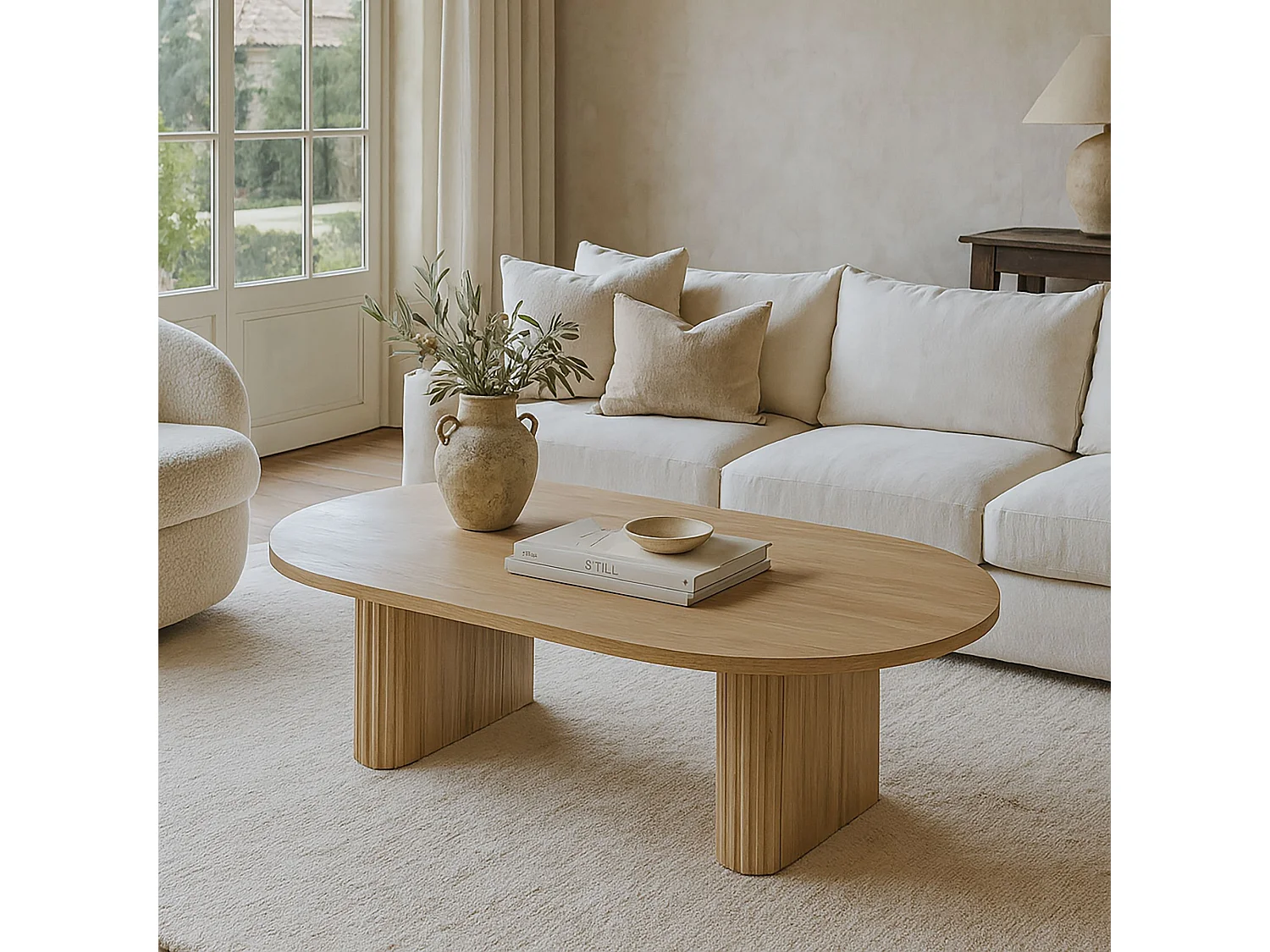 Now's Home - Table Basse En Bois De Chene 110cm