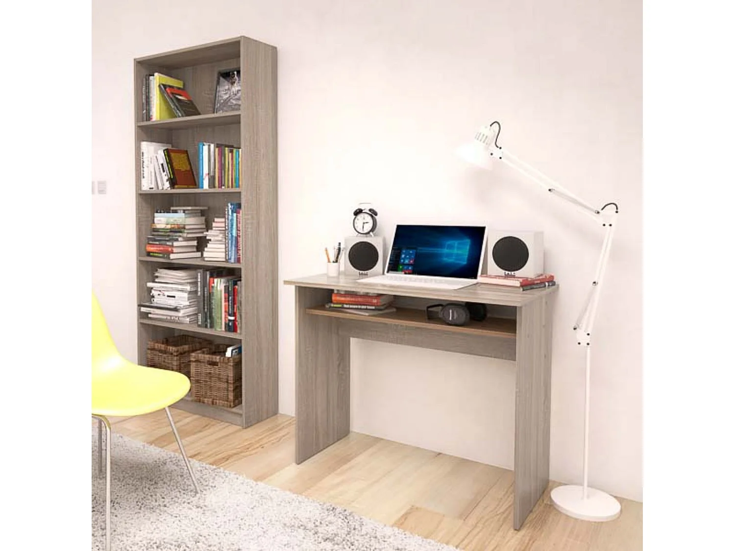 Mesa Escritorio | Mesa de Estudio | Contiene Bandeja | Color Roble | Medidas: 90 x 74 x 50 cm