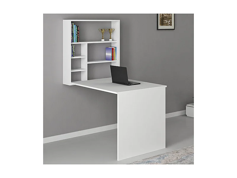 Escritorio de Oficina - Mesa de trabajo plegable de pared blanco 63x90x154cm