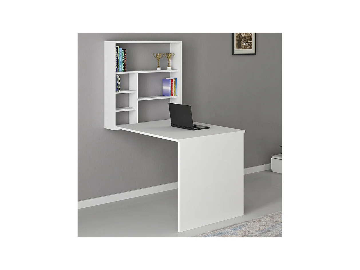 Escritorio de Oficina - Mesa de trabajo plegable de pared blanco 63x90x154cm