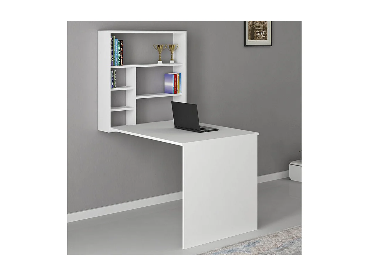 Escritorio de Oficina - Mesa de trabajo plegable de pared blanco 63x90x154cm
