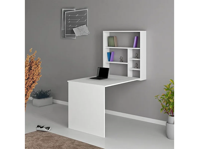 Escritorio de Oficina - Mesa de trabajo plegable de pared blanco 63x90x154cm
