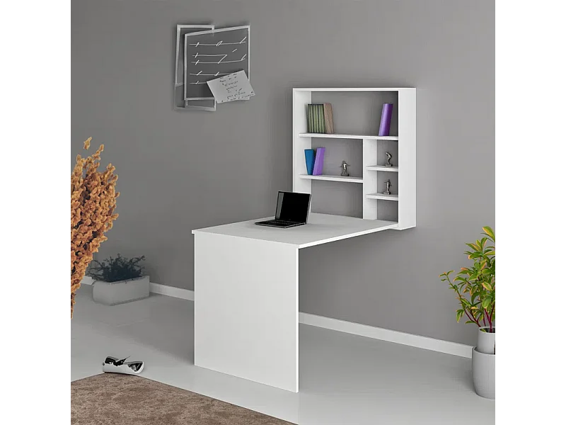 Escritorio de Oficina - Mesa de trabajo plegable de pared blanco 63x90x154cm