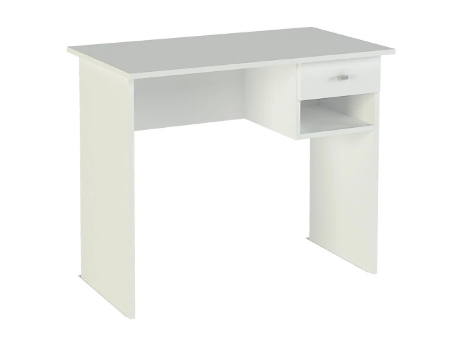 Mesa de Escritorio y Trabajo en Color Blanco, 90x50x74cm - Con Cajón y Estante para Oficina o Estudio